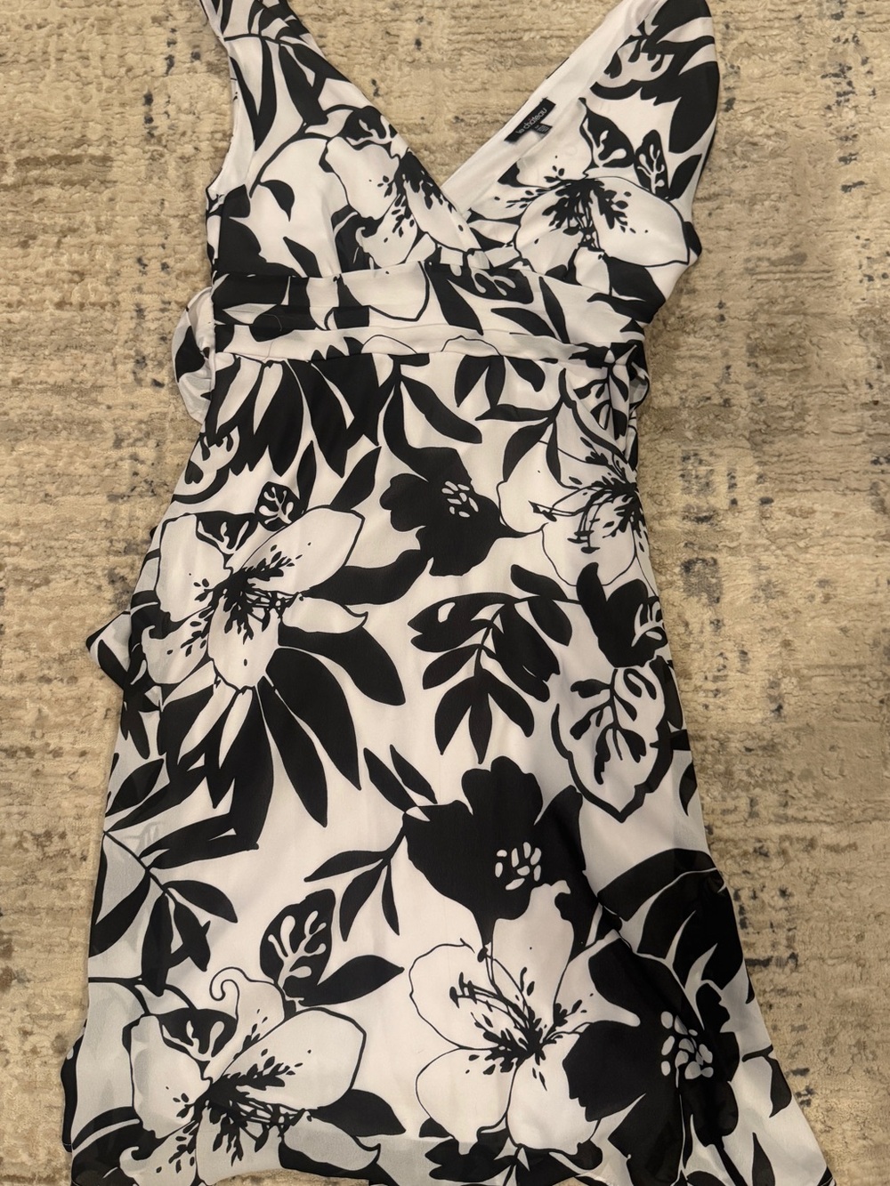 le chateau Black and White Floral Midi Dress
